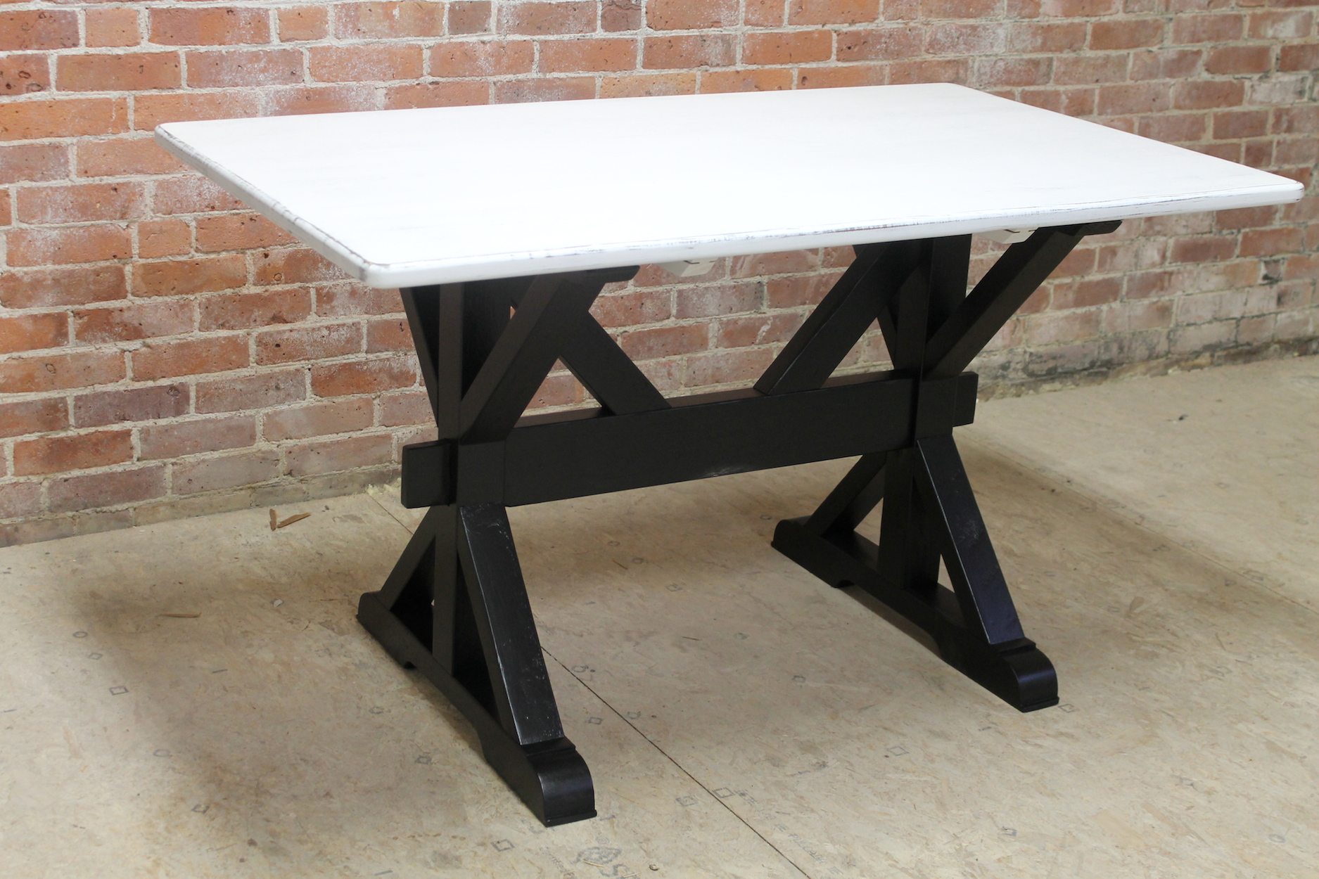 Minimalist X Base Trestle Table for Small Space