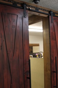 D-Full X door in Distressed barn red finish 1
