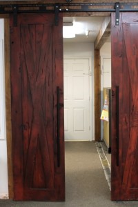 D-Full X door in distressed barn red finish