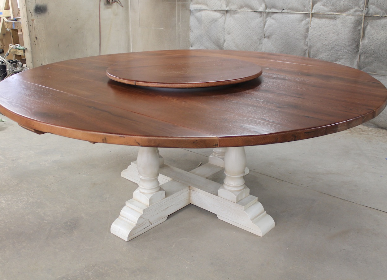 large round dropleaf kitchen table
