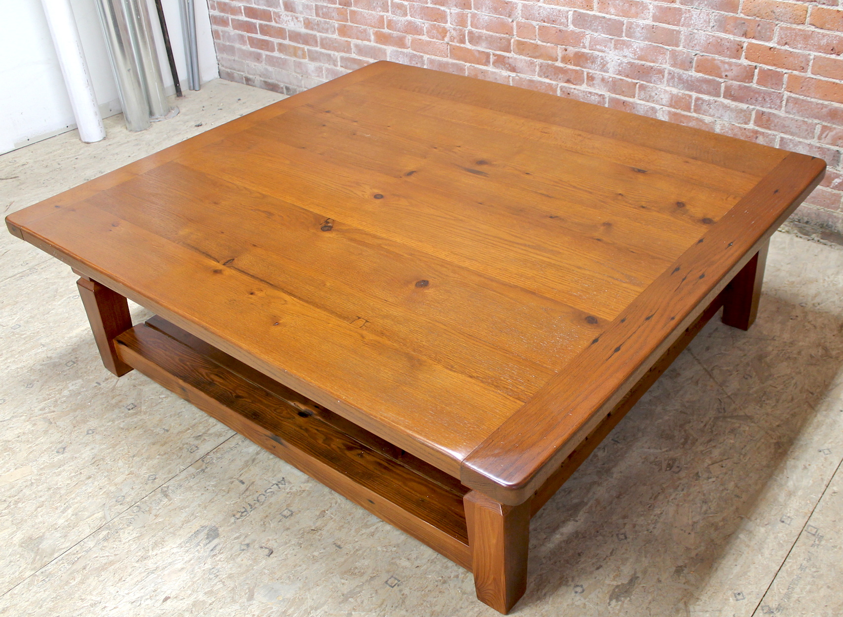 Oak Coffee Table With Slatted Shelf - ECustomFinishes