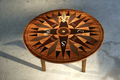Round Coffee Table With Hand Painted, Round Painted Wood Coffee Table