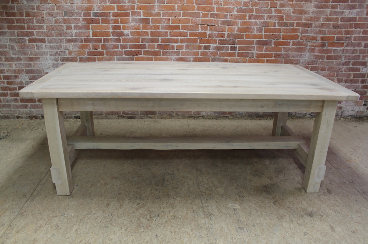 White Washed Farm Table With Custom Trestle Ecustomfinishes