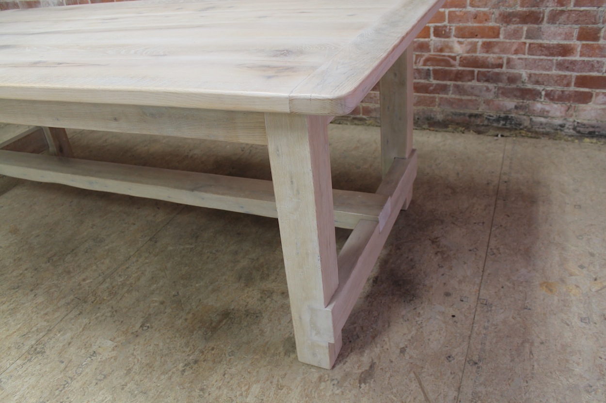 White Washed Farm Table With Custom, White Farm Table