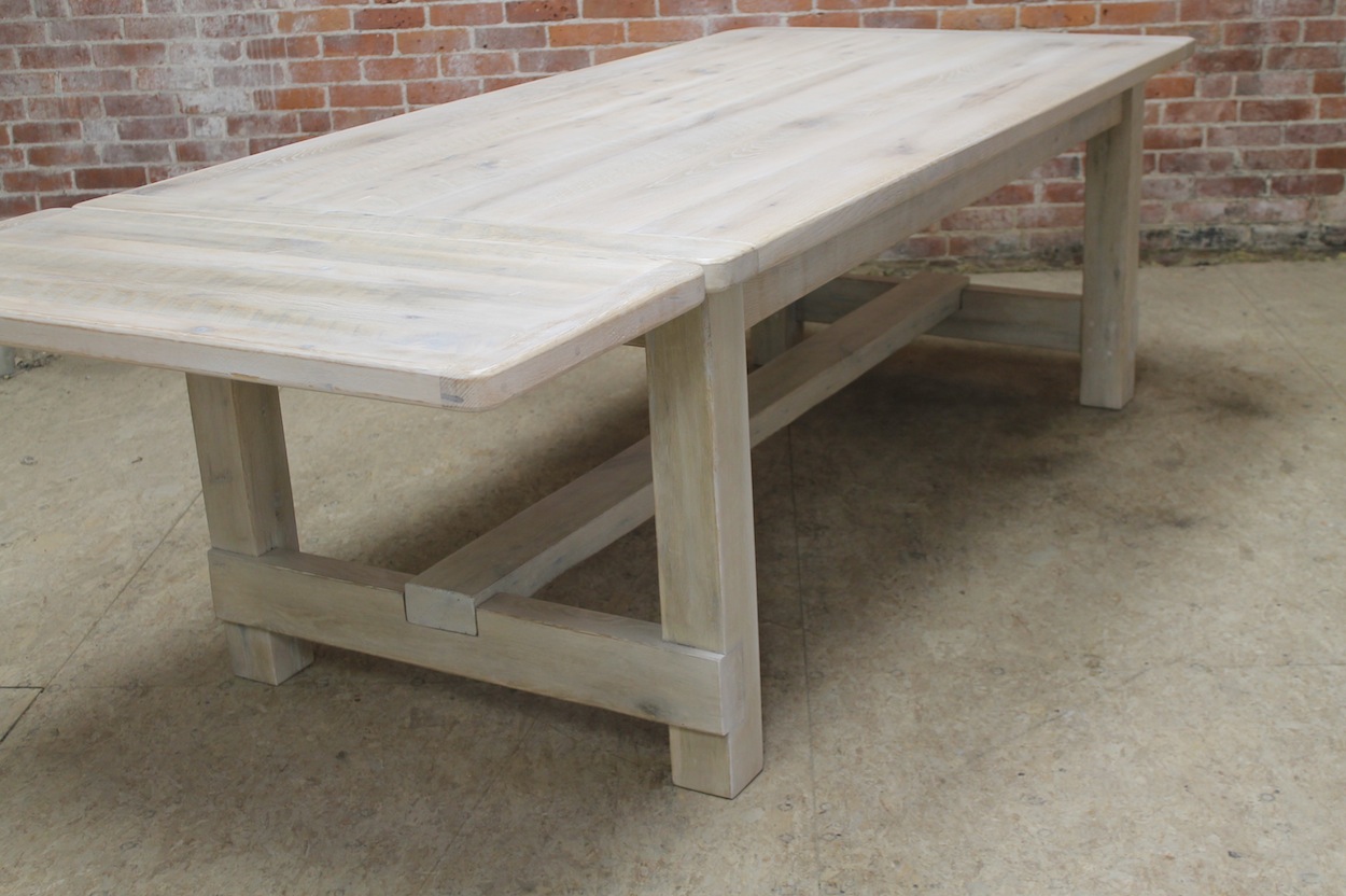 White Washed Farm Table With Custom Trestle Ecustomfinishes