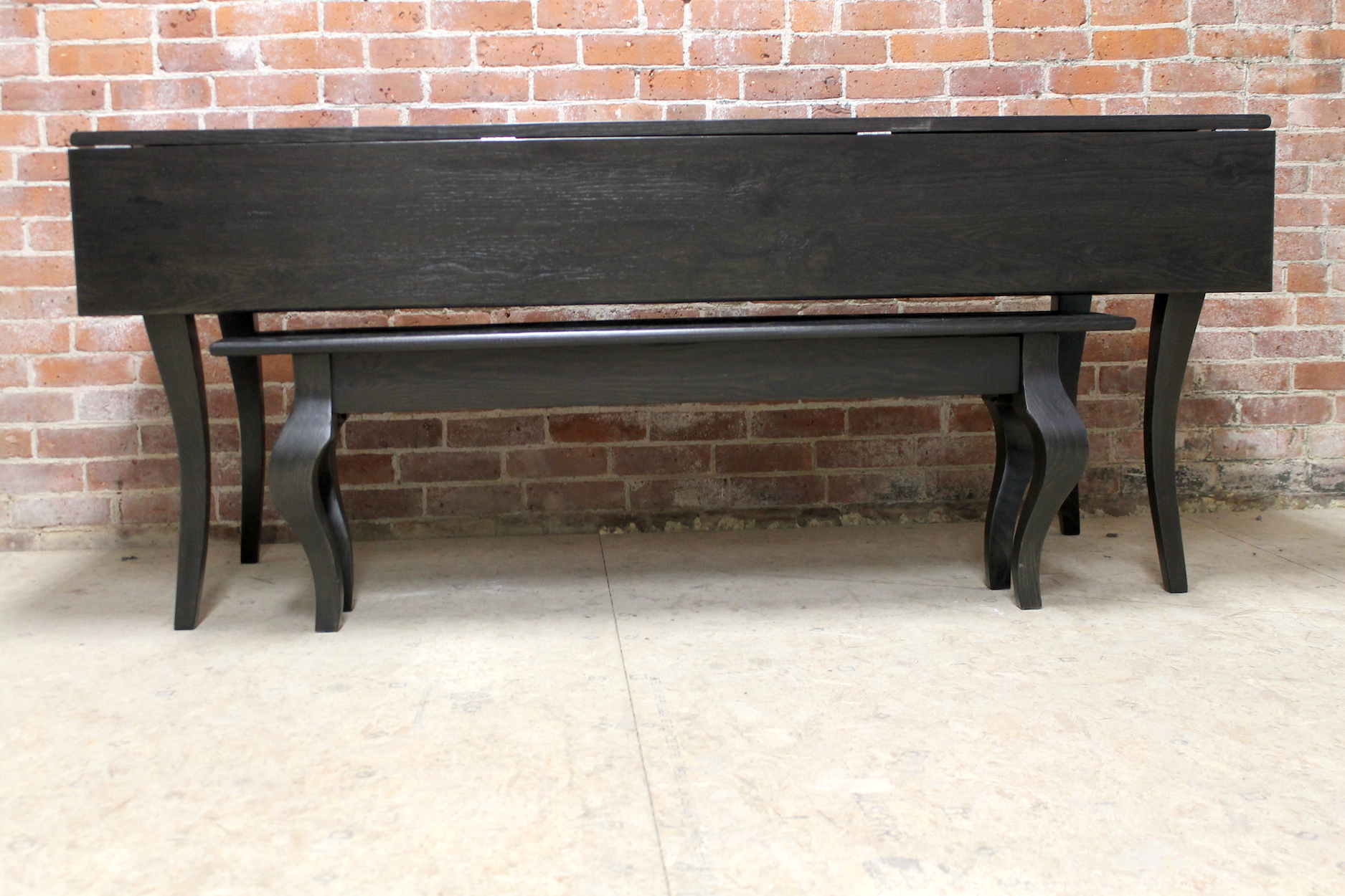 Reclaimed Oak Drop Leaf Table In Black Wash Ecustomfinishes inside Drop Leaf Console Table Black for Your house