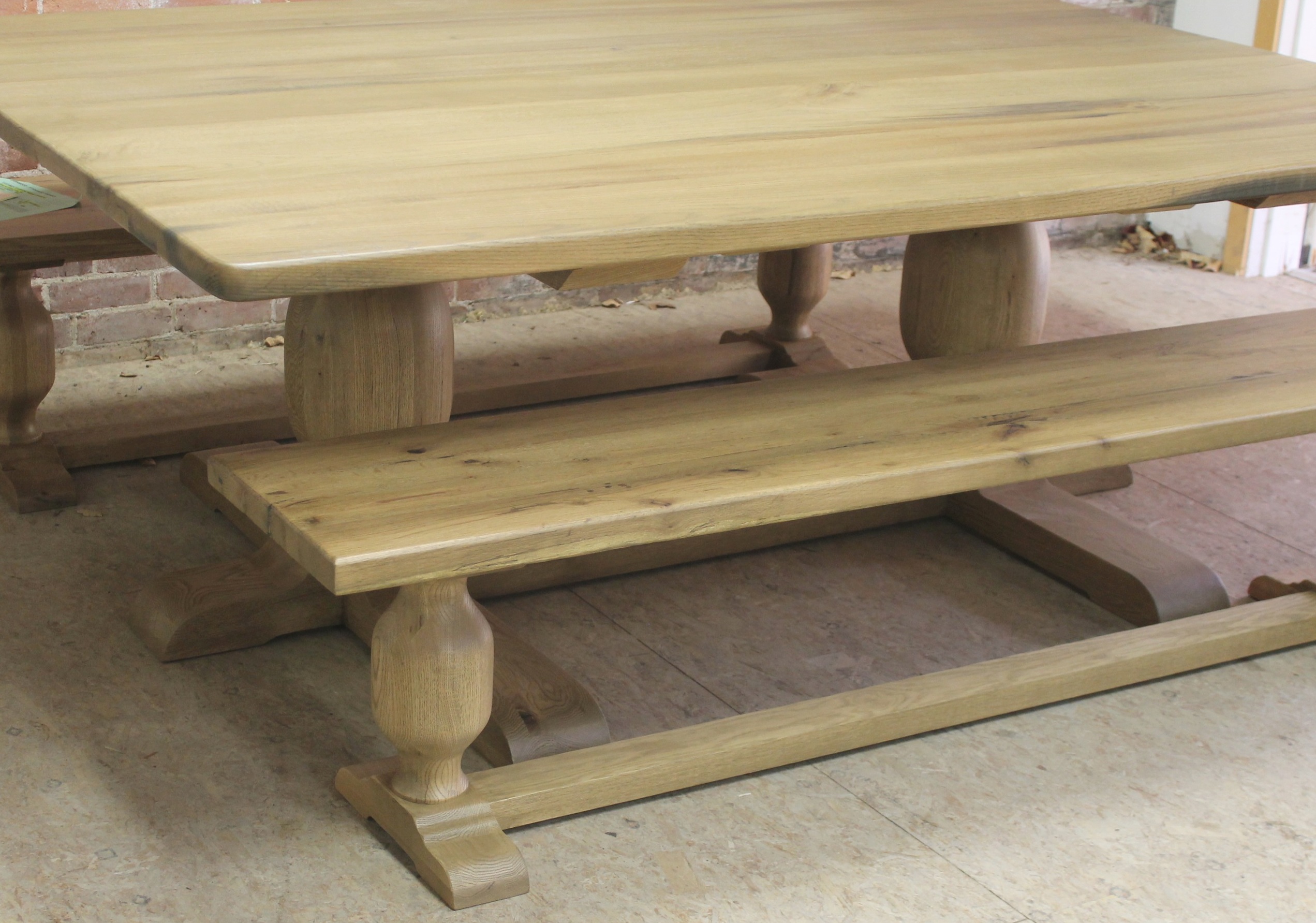 Reclaimed Wood Trestle table with matching benches - ECustomFinishes