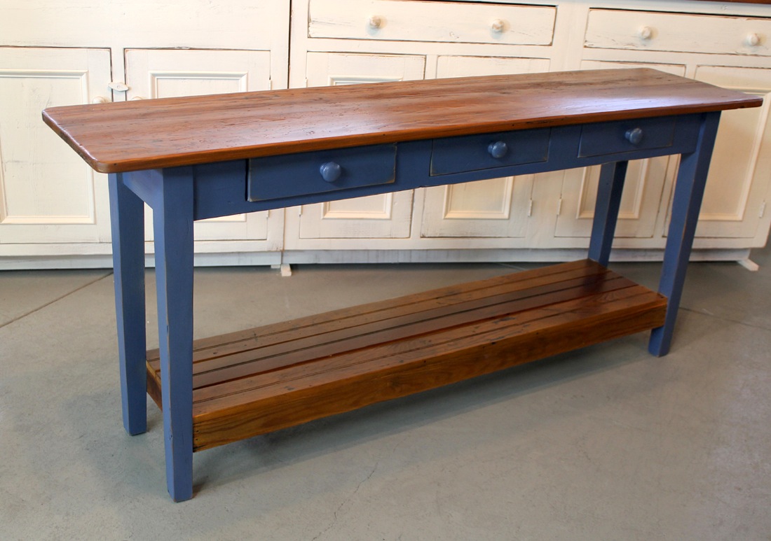 Barn Wood Console Table With Slatted Shelf - ECustomFinishes