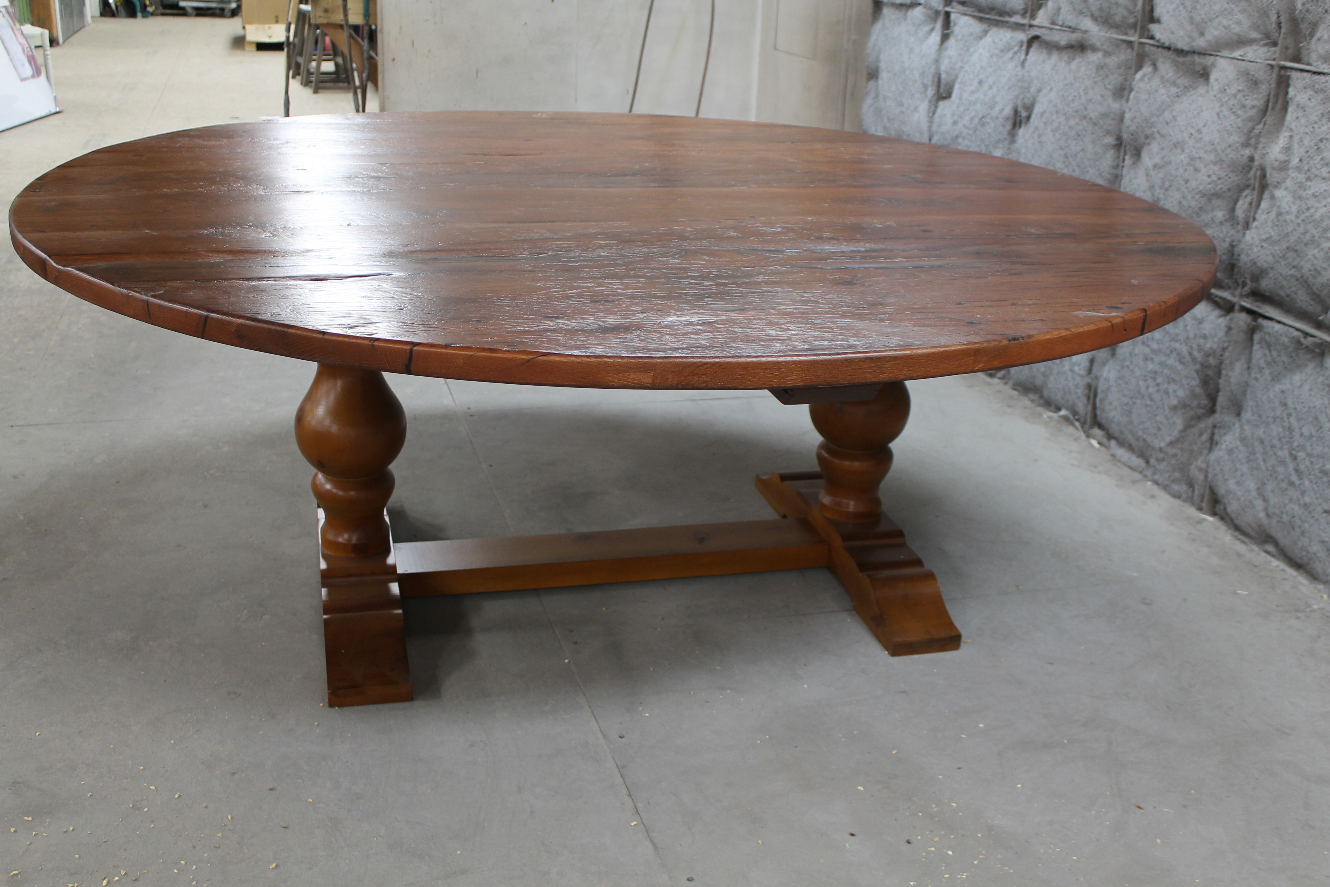 84 Inch Round Trestle Table, Circle Trestle Table