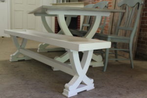 bench for curved x trestle table