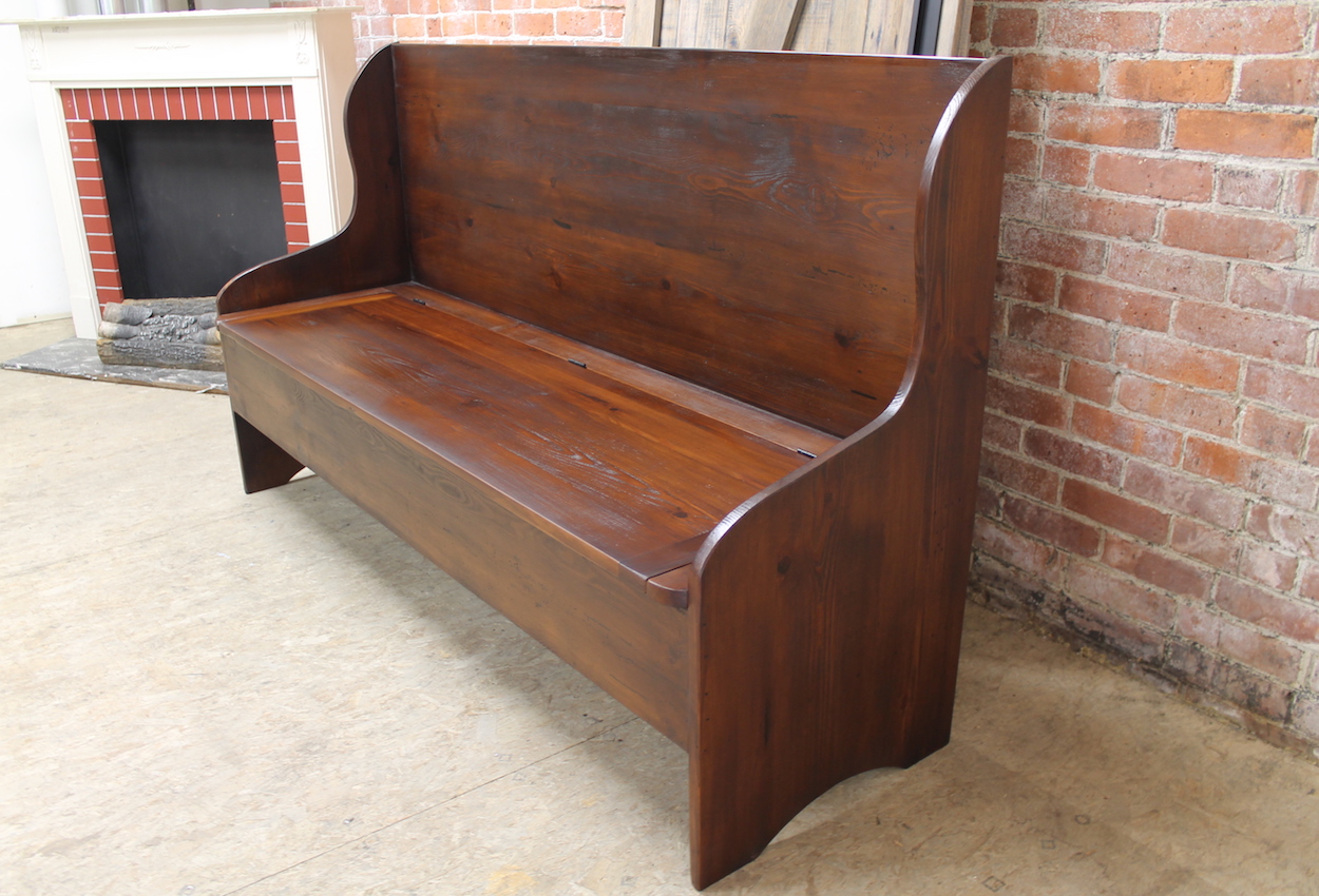 Reclaimed Wood High Back Bench With Storage Ecustomfinishes
